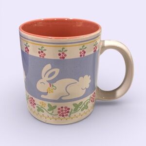 Vintage Easter Bunny Mug Pastel Floral Coffee Cup | Easter Gift